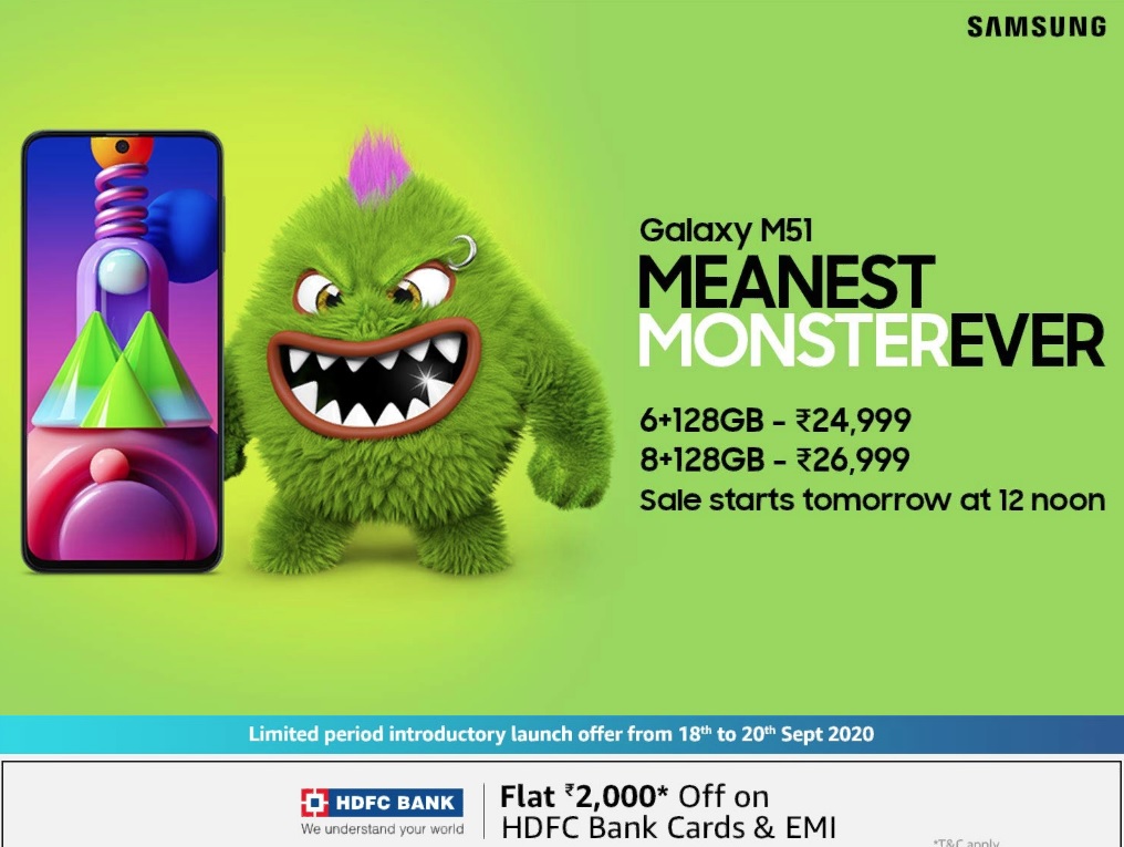 Samsung galaxy m51 amazon sale