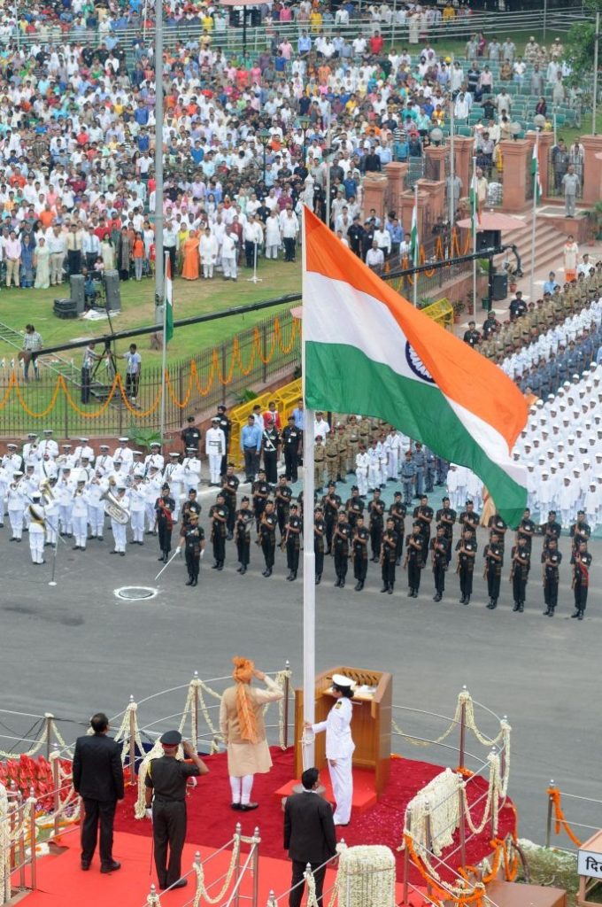 Prime minister of India Hoisting flag in Red fort